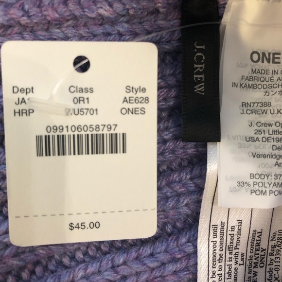 ‘SALE’ BRAND NEW J Crew Ribbed Beanie with Faux-Fur Pom-Pom - Picture 4 of 8